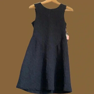 NWT Dex Navy Blue brocade sleeveless summer dress w fit and  flare style